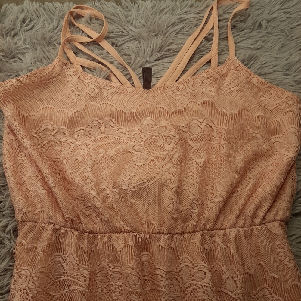 Vanity Summer Lace Dress Peach Color Size Large